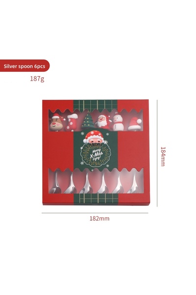 Choice Silver spoon 6pcs 6/4PCS Christmas Gift Glod Silver Spoon Fork Set Elk Christmas Tree Decoration Des