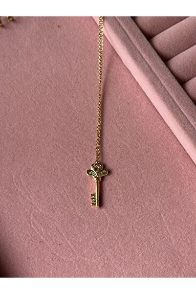 MİOSAPRİVE 14K Altın Kaplama Anahtar Motifli Çelik Kolye