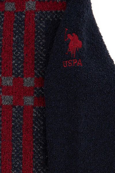 U.S. Polo Assn. Тъмносин трикотажен пуловер с V-образно деколте за момче
