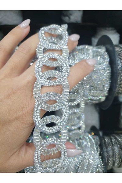 ESRA ŞELEM Silver Color Circular Decorative Strip - Jewelled Beaded Ironing Accessory, Applique Clothing Hobby