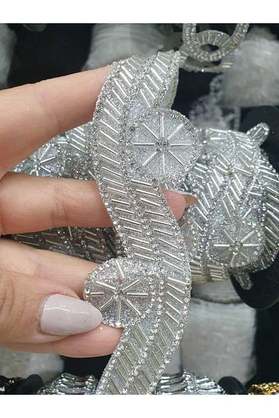 ESRA ŞELEM Silver Color Asymmetrical Stripe Model - Iron-On Accessory, Hobby Clothing