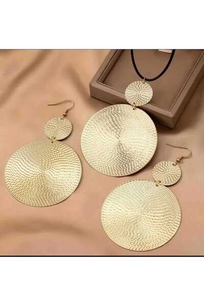 Beyna Gold Kaplamalı Kolye ve Küpe Set Sevgiliye Hediye  Anneye Hediye