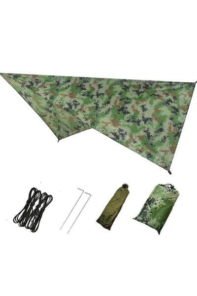 Choice CP 1 مجموعة 230 × 140 سم قماش مشمع خارجي مقاوم للماء ومموه ومظلة مطر خ...