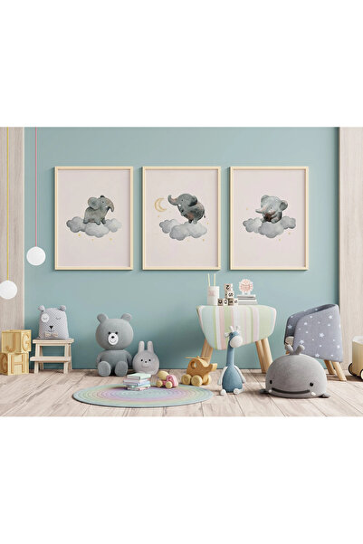 woodhomeworks Ahşap Çerçeveli 3 Lü Soyut Tablo Home Ev Salon Oturma Odası Yat...