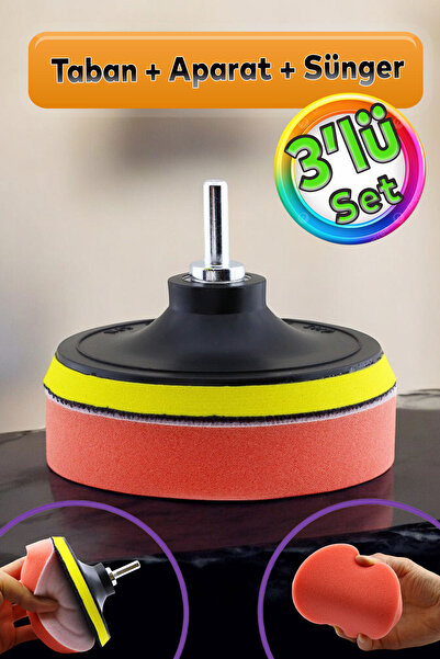 GLASWEN Oto Araç Araba Pasta Cila Polisaj Süngeri + 115 mm Taban + Matkap Ada...