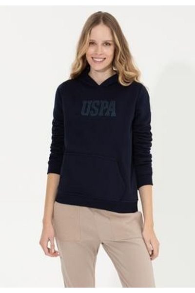 U.S. Polo Assn. Hanorac de bază cu glugă, albastru marin, pentru femei US POLO