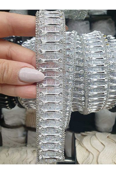ESRA ŞELEM Silver Colored Decorative Strip with Stone Detail - Iron-On Accessory, Clothing Hobby