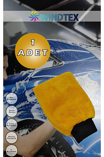 WİNDTEX 1 Adet Mikrofiber Eldivenli Yıkama Bezi Yüksek Emiciliğe Sahip
