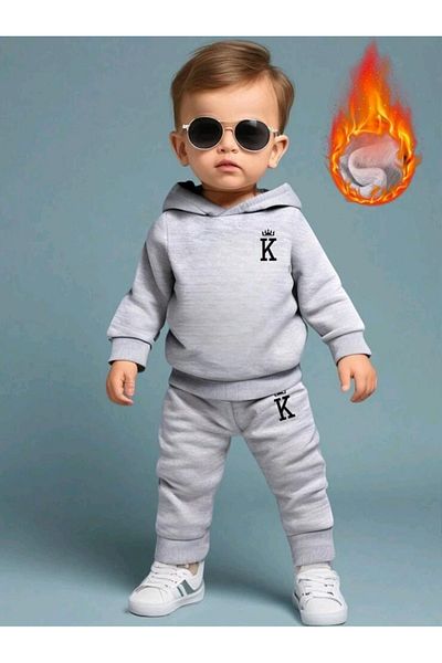KTT TEKSTİL Children's Hooded Long Sleeve 2-Piece Tracksuit Set