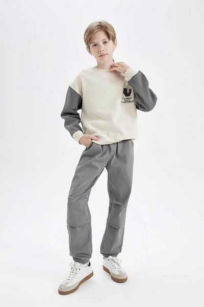 DeFacto Boy's Gabardine Jogger Pants - Pockets, Elastic Waist and Legs C7577A824Wn