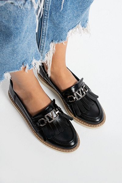 HVZ Exclusive Μαύρα γυναικεία Loafer Tasseled Daily άνετα εργονομικά παπούτσια