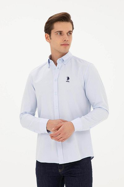 U.S. Polo Assn. ASSN. POLO SUA. Cămașă albastră țesută pentru bărbați