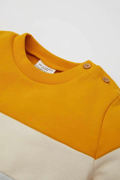 DeFacto Erkek Bebek 2'li Takım Renk Bloklu İçi Yumuşak Tüylü Sweatshirt Eşofman Altı Y1410A224AU