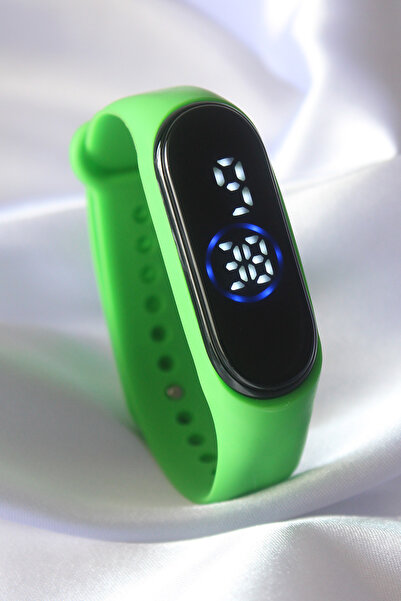 coco shopier Green Color Silicone Digital Touch LED Clock