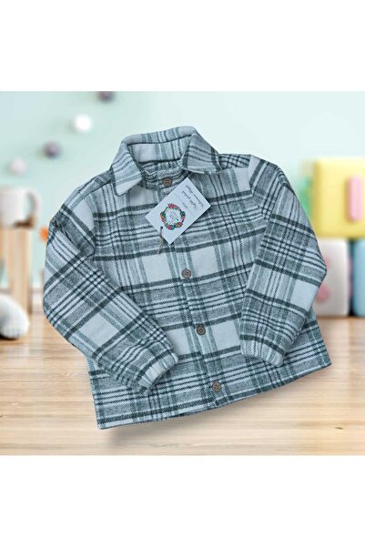 ykr design Ekose Kaşe Yeşil Çizgili Erkek Çocuk Bebek Oduncu Gömleği