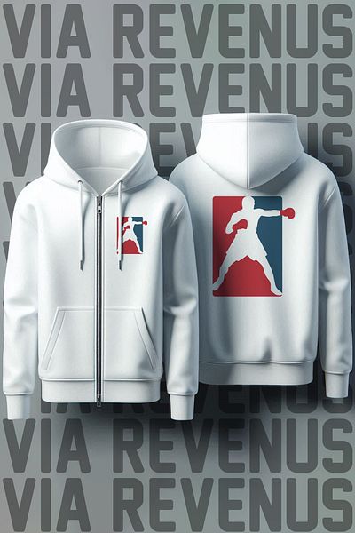 Vordevia Boxing Front and Back Printed Unisex Zippered Hooded White Sweatshirt Cardigan