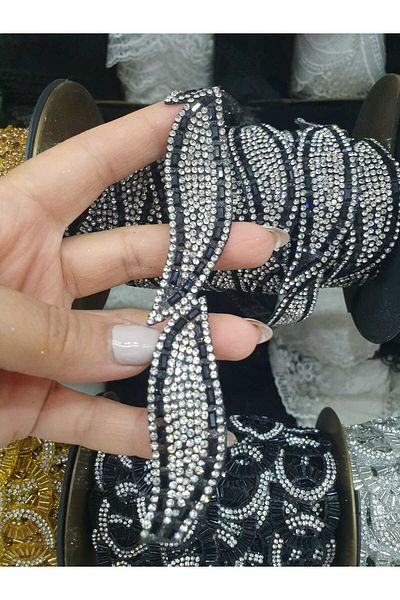 ESRA ŞELEM Black Leaf Model Decorative Strip - Iron-On Accessory Clothing Hobby