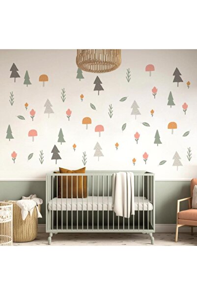 Lizpo Decor Minimalist Orman Ağaçları Soft Ağaç, Çiçek, Mantar, Yapraklar, Bo...