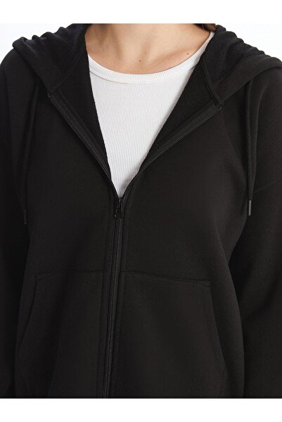 LC Waikiki LCW Vision Kapüşonlu Oversize Kadın Fermuarlı Sweatshirt