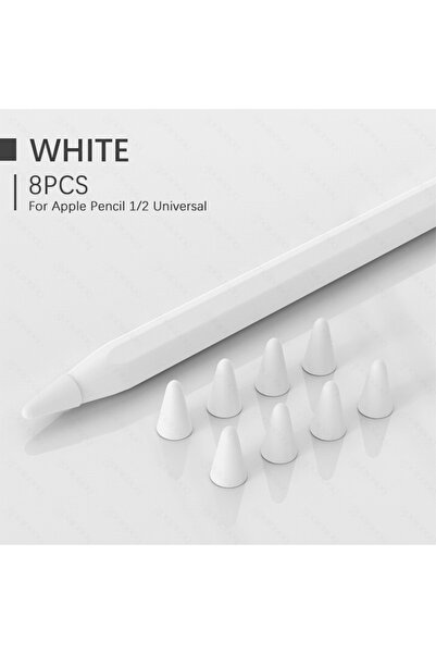 GOOJODOQ غطاء أبيض مكون من 8 قطع متوافق مع قلم الرصاص من الجيل الأول والثاني، غطاء بديل لرؤوس السيليكون لـ...