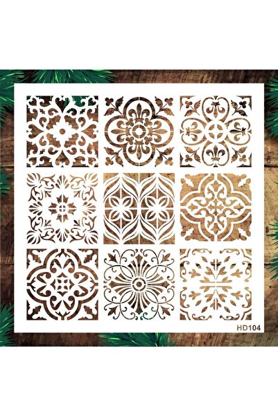 STENCİLTASARIM Stencil Tasarım Hd104 Duvar Ahşap Cam Boyama Deseni