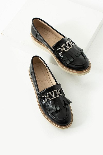 HVZ Exclusive Μαύρα γυναικεία Loafer Tasseled Daily άνετα εργονομικά παπούτσια