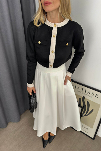 Sue Store Λευκή πλισέ καμπάνα Μοντέλο μπαλόνι φούστα