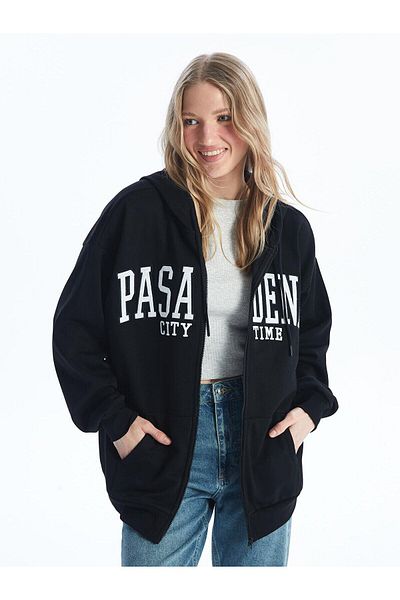 LC Waikiki Γυναικείο φούτερ με φερμουάρ XSIDE με κεντητό μακρυμάνικο oversize