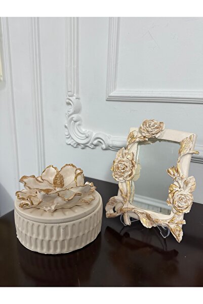 busraconcept Dekoratif masa duvar Aynası ve dekoratif manolya  kutusu 20cm 2l...