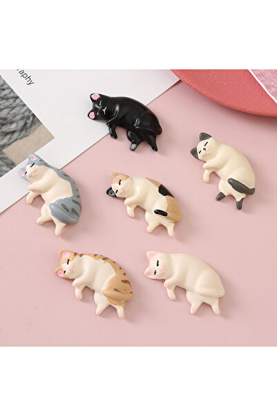Choice Set 6pcs Kawaii Resin Mini Sleeping Cat Mini Figures Miniature Things ...