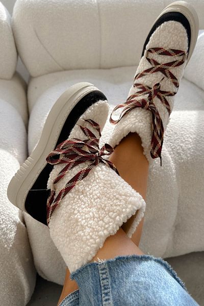 Shoebutik Iglo Black Furry Χειμερινές Γυναικείες Μπότες