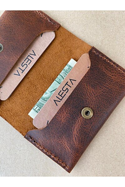 ALESTA LEATHER (ΓΡΑΜΜΑΤΑ ΟΝΟΜΑΤΕΠΩΝΥΜΙΩΝ) Μίνιμαλ Θήκη Καρτών - Χειροποίητο α...