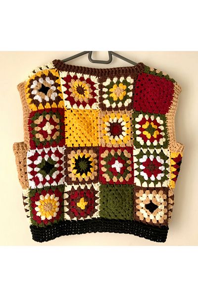 El örgüsü Hand Knitted Motif Detailed Women's Vest