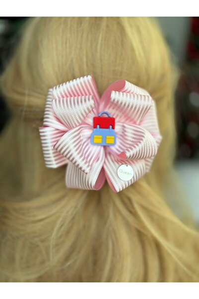 QUEEN AKSESUAR Σχέδιο με ροζ και λευκές ρίγες - Φιόγκος, αυτόματο κλιπ, φιγού...