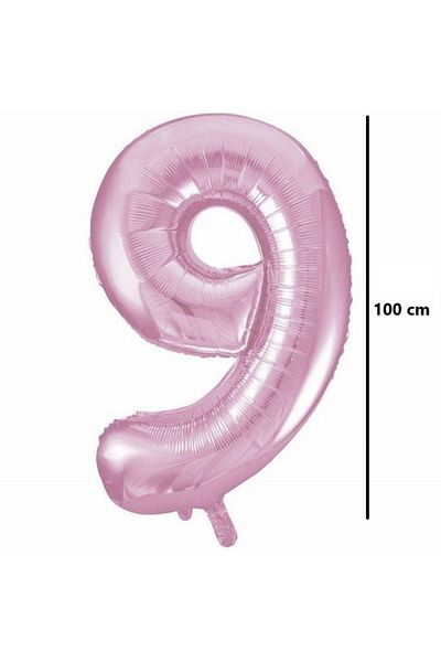 Ezgi Party Store 9 Number Foil Balloon Light Pink Color 76cm 34Inch Helium Balloon 9 Years Old Balloon Pink Color 9 Number Balloon