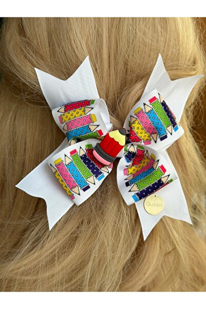 QUEEN AKSESUAR Cataramă albă pentru școală - Design de lux exclusivist, clemă...