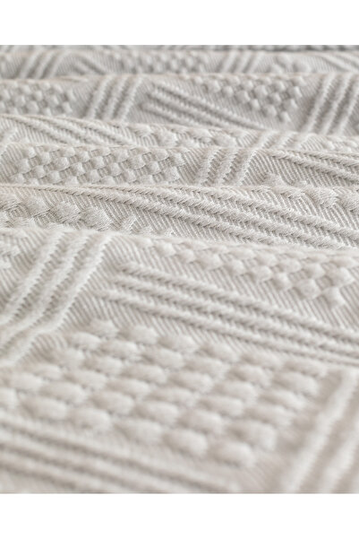 Madame Coco Triangle King Size %100 Pamuk Yatak Örtüsü - Gri - Lüks Koleksiyon