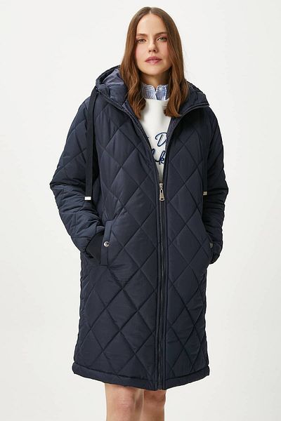 Ritnice Γυναικείο παλτό με καπιτονέ Navy Blue με κουκούλα