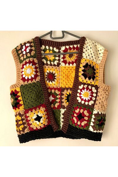 El örgüsü Hand Knitted Motif Detailed Women's Vest