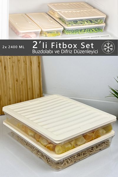FİTHOME Set of 2 Fitbox 2400 ml Airtight Refrigerator and Freezer Organizer