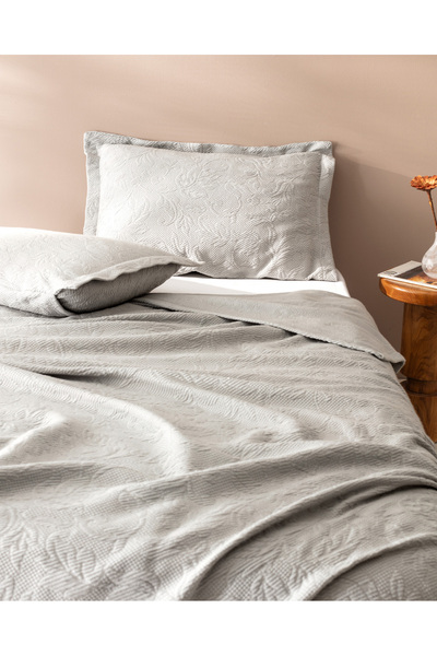 Madame Coco Esther Çift Kişilik %100 Pamuk Yatak Örtüsü - Gri