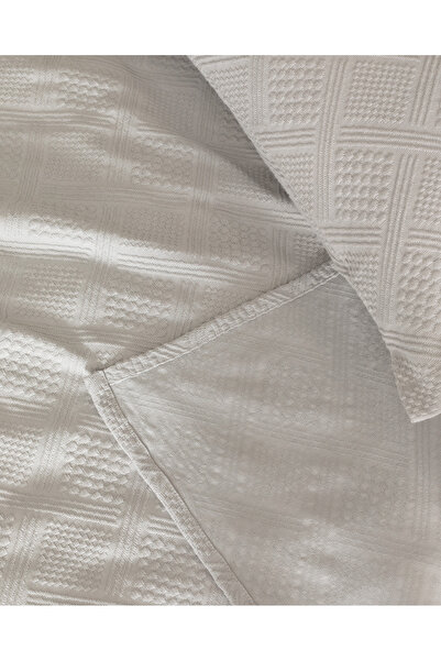 Madame Coco Triangle King Size %100 Pamuk Yatak Örtüsü - Gri - Lüks Koleksiyon