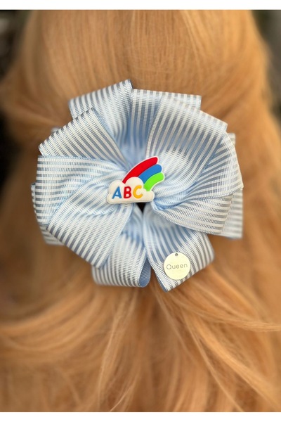 QUEEN AKSESUAR Design personalizat fundă cu dungi albastre și albe cu clemă a...