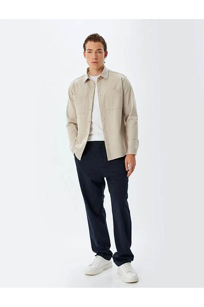 Koton Snap Button Viscose Blended Pocket Detailed Long Sleeve Shirt