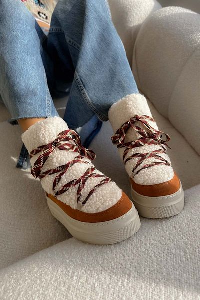 Shoebutik Igloo Tan Furry Χειμερινές Γυναικείες Μπότες