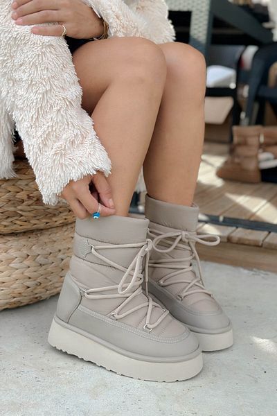 Shoebutik Γυναικείες μπότες Cologne Beige Lace Detail Parachute
