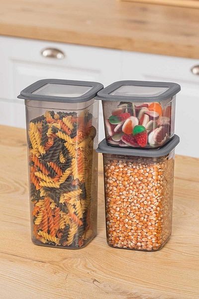 Rapt 0.60 Lt + 1.3 Lt + 1.9 Lt Capacity Set of 3 Clear Storage Containers with Silicone Seal - Leak Proof Lid Jar