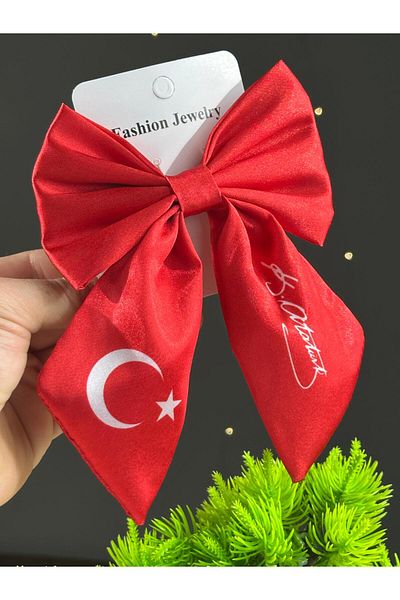 Chocuk Red White Turkish Flag and Ataturk Signature 29 October Fabric Automatic Bow Luxury Buckle
