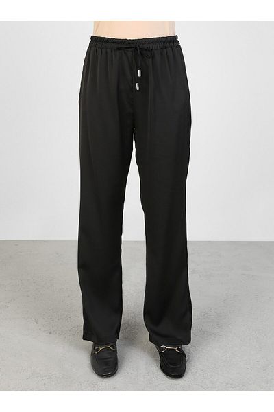 Refka Satin Elastic Waist Trousers - Black - Refka