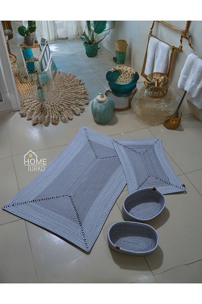 HomeTurko Χαλάκι μπάνιου από γιούτα - Σετ με 4 καλάθια, ανθεκτικό ντεκόρ διπλής όψης Είδη σπιτιού